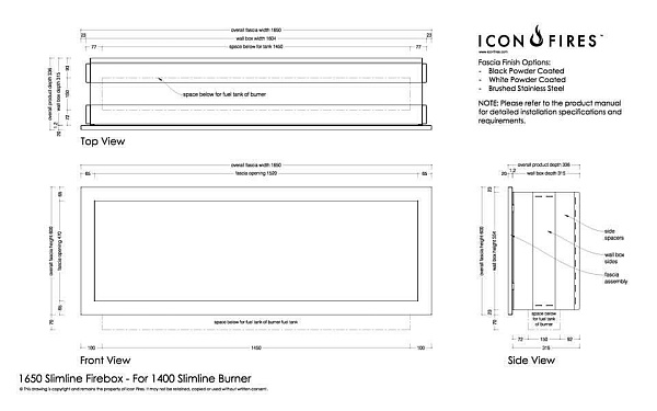 ICON FIRES Slimline Firebox 1650FB_2