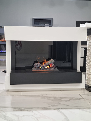 Биокамин Dimplex Cube очаг Cassette 400 LNH-INT (с дровами) белый с черным (выставочный образец)_1